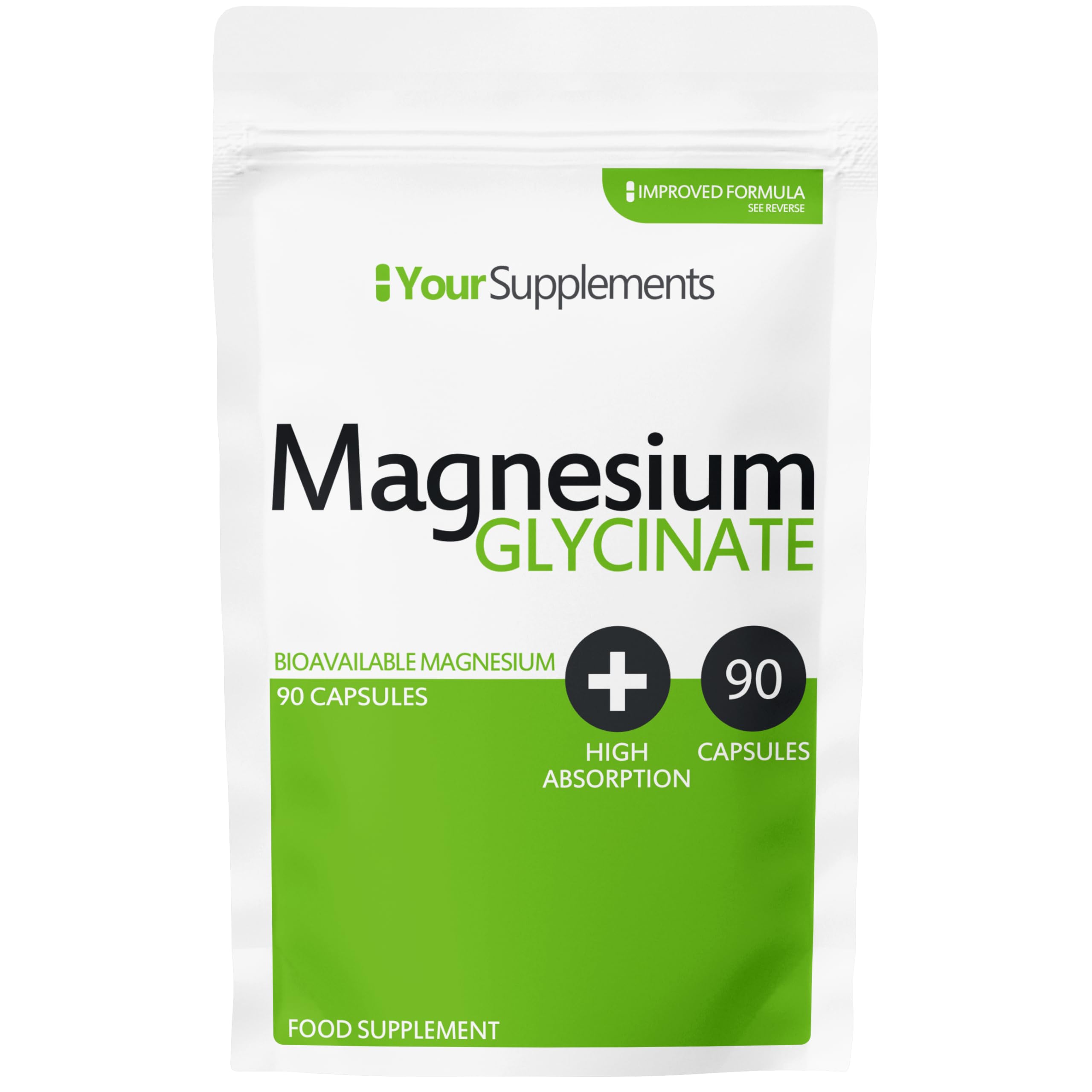 Magnesium Glycinate by Your Supplements | UK Made | True Unblended Bisglycinate | 90 High Absorption Capsules | Suitable for Vegetarians & Vegans