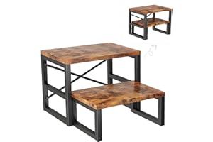 Homeiju 3 in 1 Step Stools for Adults Kids Toddler, Heavy Duty Wooden Step Stool with Non-Slip Pads, 2 Tire Step Stool for Kitchen Bathroom Bedroon Stepping Stool, Detachable Holds up to 200lb