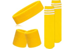 ONUPGO 5 Pieces Kids Sweatbands Soccer Socks Set - Sports Headband, Wristbands, Striped High Socks for Kids, Youth,Toddler & Baby - Football, Basketball, Running, Cycling, Tennis