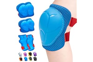 Inkidio Knee Pads for Kids Unicorn Protective Gear Set Knee Pads and Elbow Pads Set with Wrist Guard for Girls Boys Roller Skates Inline Skatings Scooter Cycling Bike Skateboard (Small, Blue)