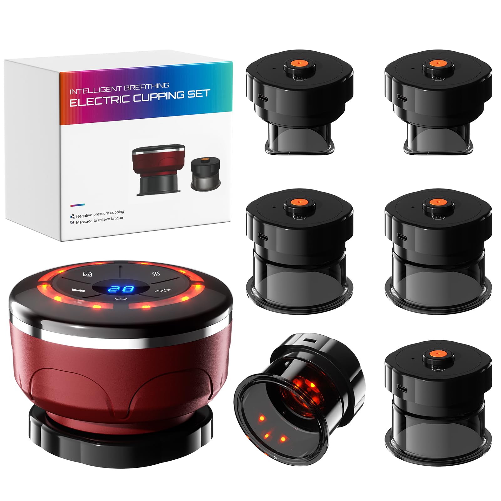 Photo 1 of UBALANCE Smart Cupping Therapy Set - Cellulite Massager with 6 Massage Cups, Portable Electric Device for Enhanced Blood Circulation, Reduced Cellulite, and Muscle Soreness Relief?Red?