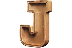 AORCMITN Large Wooden Letter Coin Personalized Piggy Bank for Boys Girls Kids Toddler Adults Money Bank Best Gift for Friends (9.2 Inch-J)