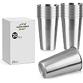 HAMILADUO 20Pack 16 oz Stainless Steel Pint Cups,Stainless Steel Cup,Pint Cup Tumbler，water Tumbler,Stackable,Reusable,BPA Free, (20)