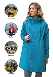 Zando Womens Rain Jacket with Hood - Travel Rain
