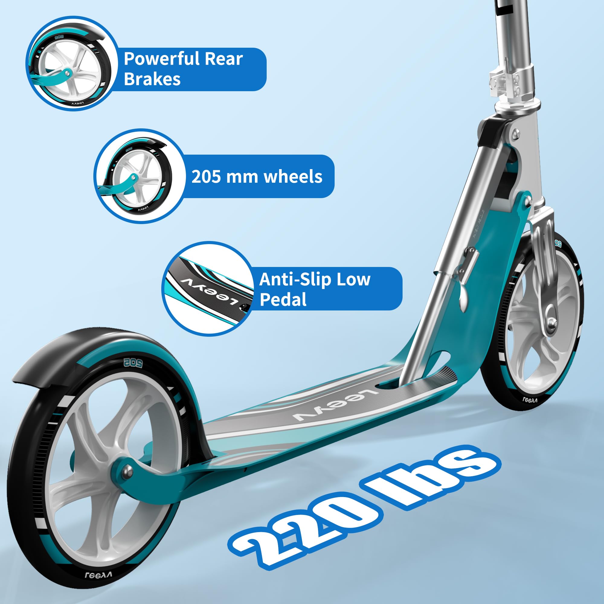 Scooter for Kids 6-12 & Adults | Holds Up to 240lbs, Foldable, Lightweight Aluminum Frame | Adjustable Height | Smooth Ride on Any Terrain