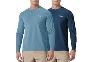 PAUSEL Men's Sun Protection Long Sleeve Swim Shirts Quick Dry Rash Guard Lightweight UPF 50+ Fishing Hiking Beach UV Shirt