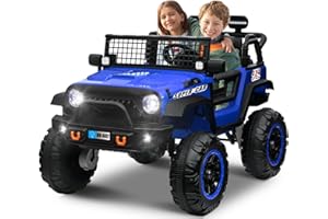 OTTARO 24V 4WD/2WD Switchable Ride on Cars, 2 Seater Kids Electric Vehicle Truck with 20 Inch Seater, 4x100W Motors, 4 Shock Absorbers, Music Play,Bright Light, Remote Control (Blue)
