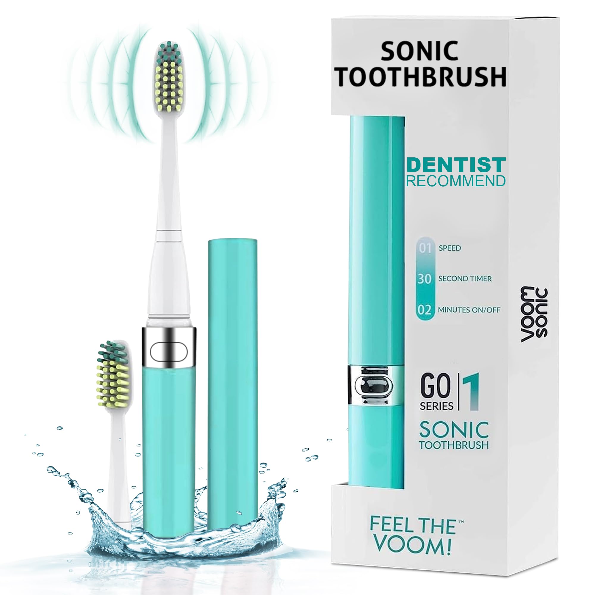 Photo 1 of Voom Sonic Go 1 Series Travel Electric Toothbrush | Travel Toothbrushes - Battery Operated Toothbrush for Adults & Kids, Dentist Recommended Toothbrush, Portable w/ 2 Minute Timer
