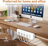 AUNNO 4 Way Extension Lead USB USB-C 4 Ports 1.8m UK Plug Surge Protected view 5
