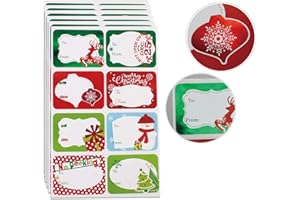 PARTY FUNNY 80-Count Foil Christmas Tag Stickers, 8 Jumbo Designs - Xmas to from Christmas Name Tags Write On Labels - Holiday Present Gift Labels
