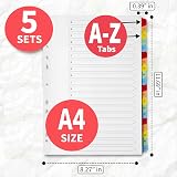 [Brand] [5 Pack] A4 File Dividers A-Z Tabs 150gsm Multipunched Reinforced view 2
