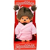 Sekiguchi Original Monchhichi Girls Dressing Gown Approx. 20 cm | Soft toy made of brown plush, 203802