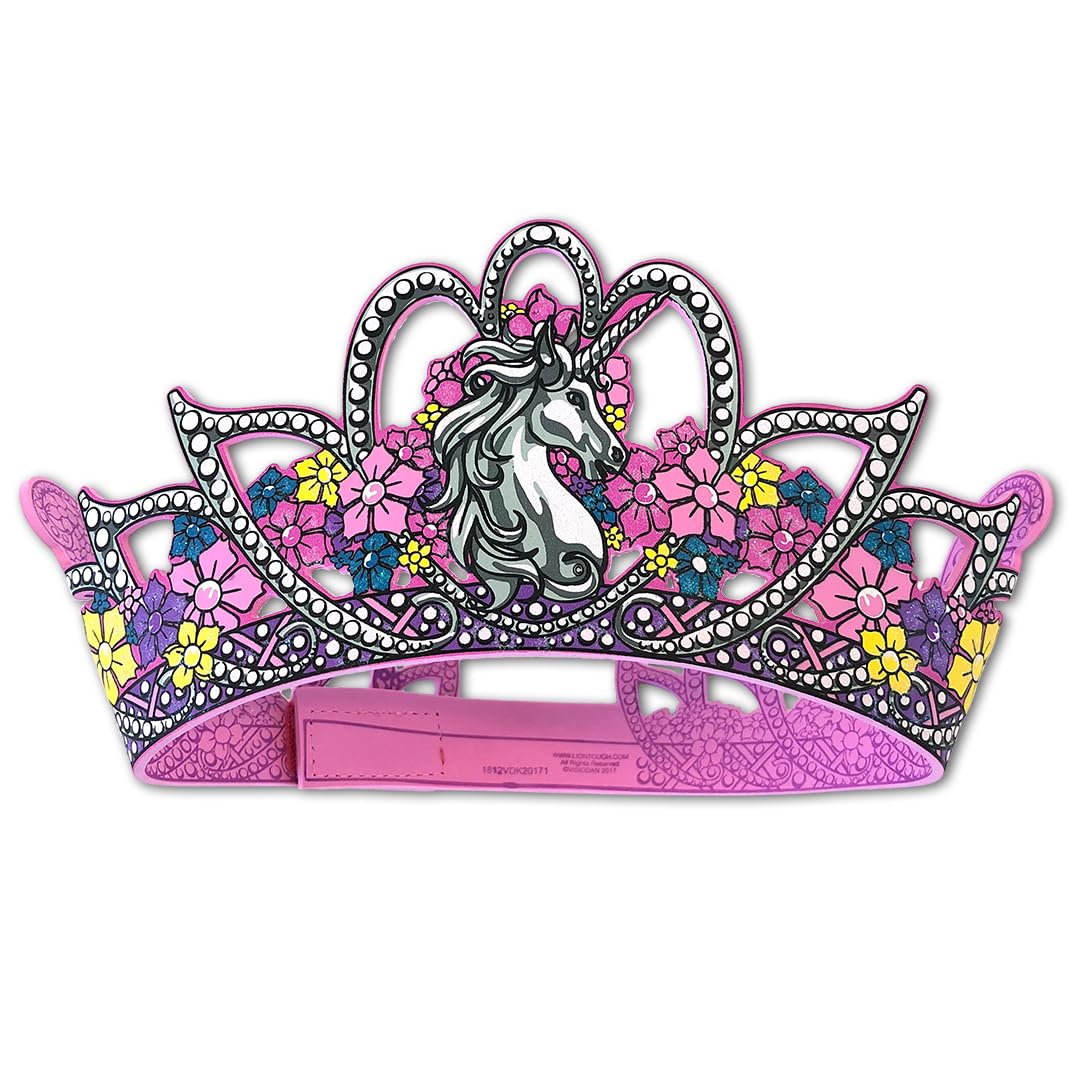 Liontouch - Unicorn Princess Crown For Girls - 3-6 years | Pink Pretend Play Foam Toy In Medieval Style For Toddlers With Flower Decoration | Dress Up & Royal Costumes for Kids – Size adjustable