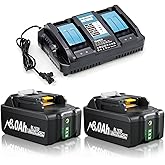 TURPOW Upgraded 8.0Ah Replacement for Makita 18V Battery & Double Rapid Charger Combo, Compatible with Makita 18 Volt Batteries BL1815 BL1830 BL1840 BL1850 BL1860 for LXT Lithium ion Cordless Tools