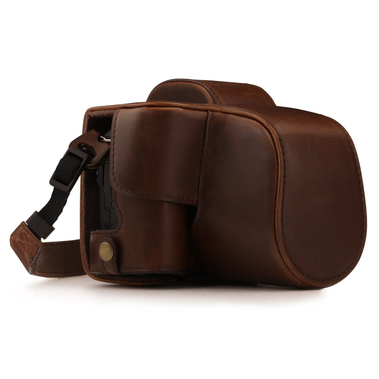 MegaGear Ever Ready Leather Camera Case Compatible with Canon EOS M50 (15-45mm)