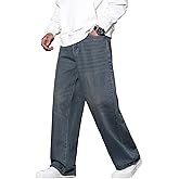 QGRSWBC Mens Baggy Jeans Loose Fit Denim Jeans Wide Leg Hip Hop Pants Y2K Skater Trousers Streetwear