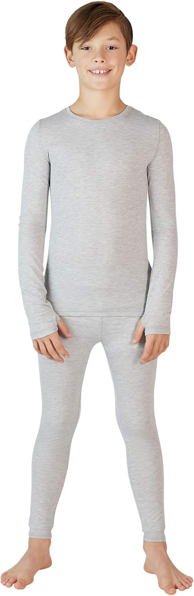 Eddie Bauer Kids Base Layer Thermal Underwear for Boys and Girls, Shirt and Pants SetHeather