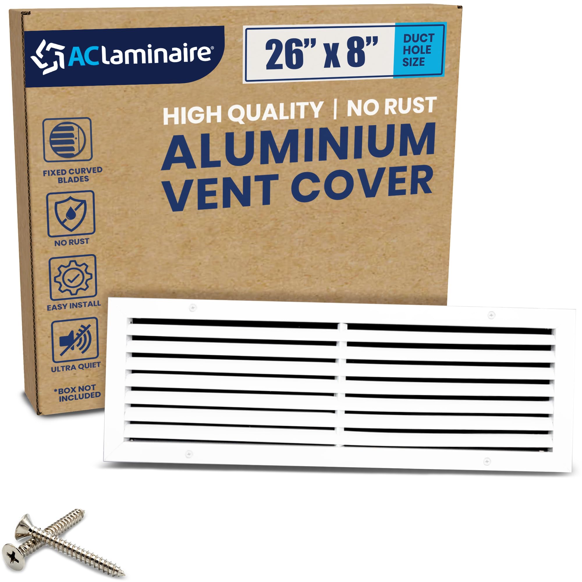 Photo 1 of 26" x 8" (Duct Hole) Decorative Air Return Vent Cover – Aluminum HVAC Grille for Ceiling & Wall, Rustproof AC Return Vent, Premium Modern Design, 27.6" x 9.6" Face, Ideal for Home HVAC