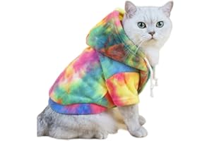 QWINEE Dog Coat Dog Hoodie Tie Dye Warm Winter Coat Sweatshirt Dog Clothes for Cat Puppy Small Medium Dog Multicolor XS