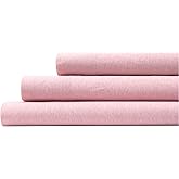 Aeropostale Super Soft Jersey Knit Sheet Set, 3 Piece Bed Sheets, Cotton Rich Jersey Sheets, Fits Mattresses up to 17” Deep, Twin Size, Heathered Pink