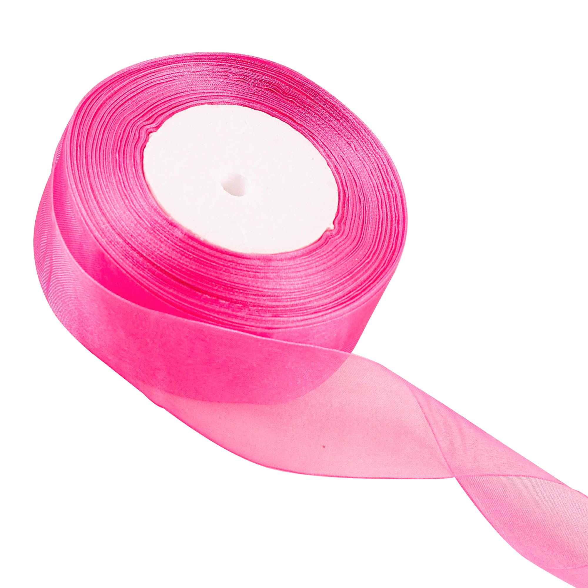 40mm Rose Organza Ribbon for Gift Wrapping 45M, Organza Chiffon Ribbon Thick for Gift Wrap Hair Bow Christmas Cake Wedding DIY Crafts Car Decoration