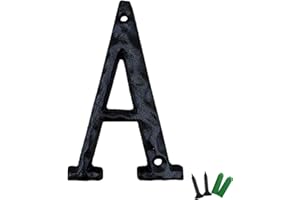 YICC 5 Inch High House Letters, Solid Cast Iron Home Address Letters, Perfect Matching Our 5.5 Inch House Numbers, Black Finished (Letter A)