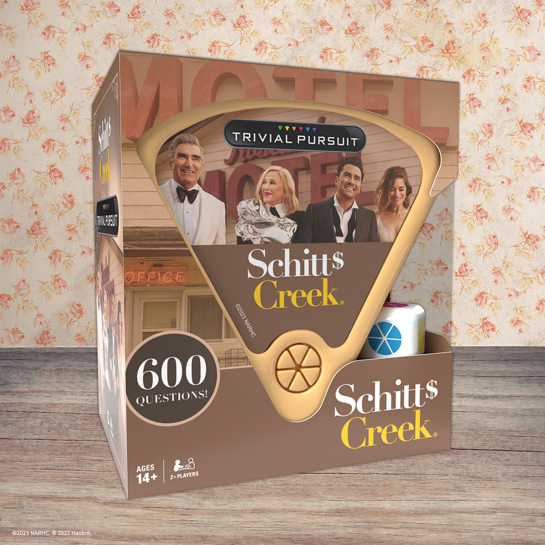USAOPOLY Trivial Pursuit Schitt's Creek Edition | Trivia Game Questions from Schitt's Creek | 600 Questions & Die in Travel Container | Officially Licensed Schitt's Creek Game