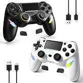 CozyNius 2 Pack Light-up Wireless Controller for Ps4/Slim/Pro/PC | Remote Control with Programmable &amp; Turbo,RGB Light,Hall Effect Joystick,Vibration,6-Axis Gyro,1000mAh Prismatic Battery,USB-C