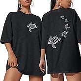 Oversized Sea Turtle Shirts Women Ocean Animal Hawaiian Tshirts Graphic Casual Summer Beach Vacation Tees Tops