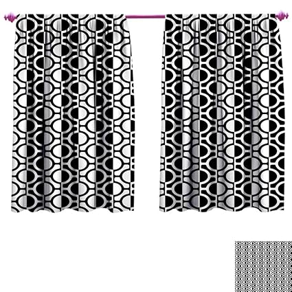Amazon Com Black And White Room Darkening Wide Curtains Lattice