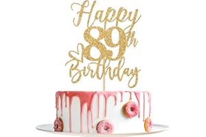 YOTAWEBERY Happy 89th Birthday Cake Topper, 89th Birthday Decorations for Men/Women, Cheers to 89 Years, Hello 89, 89th Happy Birthday Party Supplies Gold Glitter
