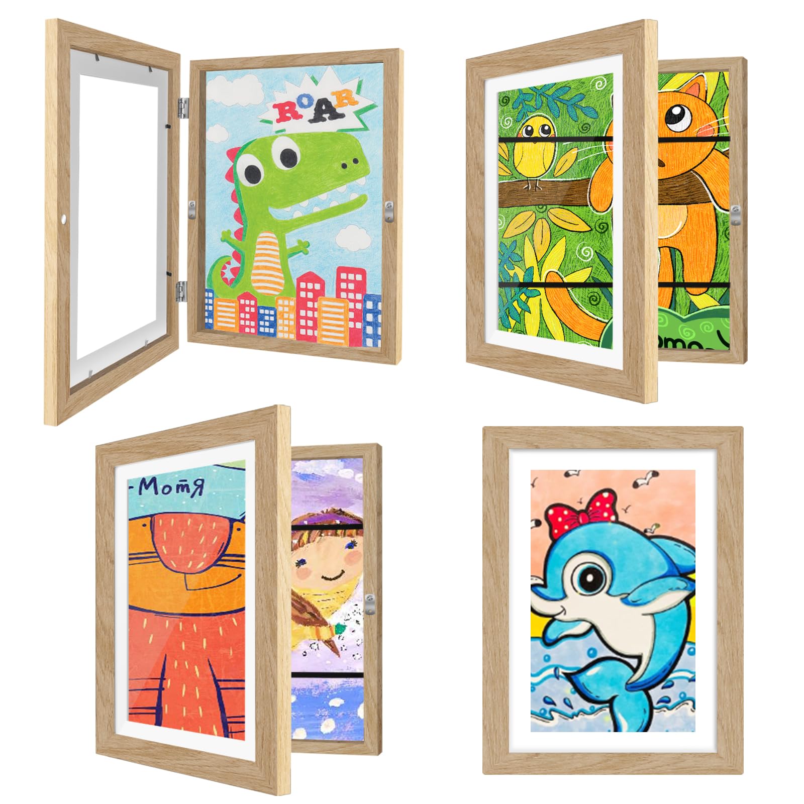Photo 1 of ***FACTORY SEAL***
4 Pack 10x12.5 Inch Kids Art Frames Kids Artwork Flip Frame Changeable for Picture Display - 8.5x11 Letter Size Display with Mat or 10x12.5 Without Mat
