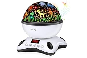 Moredig Kids Night Light Projector, Remote Baby Night Lights for Kids Room with 12 Music Nursery Night Light Projector for Kids Timer 2 Projections 18 Light Modes, Gifts for Baby Kids - Black