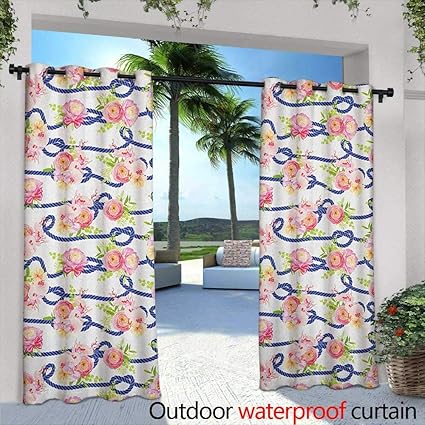 Amazon Com Loveeo Navy And Blush Indoor Outdoor Curtains Twisted