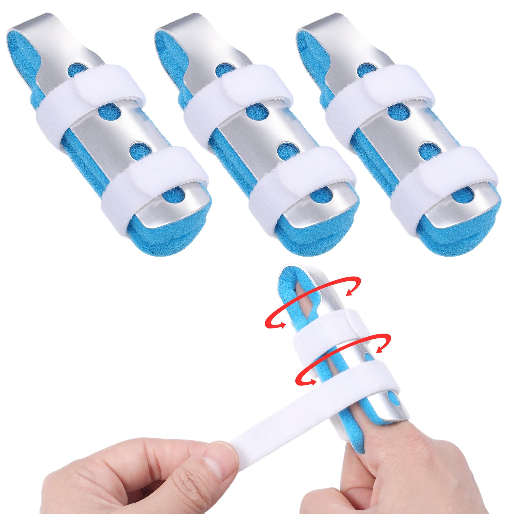 Photo 1 of Wisesso Finger Splint, 3pcs Finger Brace Joint Stabilizer Knuckle Immobilization with Soft Foam Interior, Broken Finger Splints Fit for Thumb/Middle/Ring/Index/Pinky Finger (3, L)