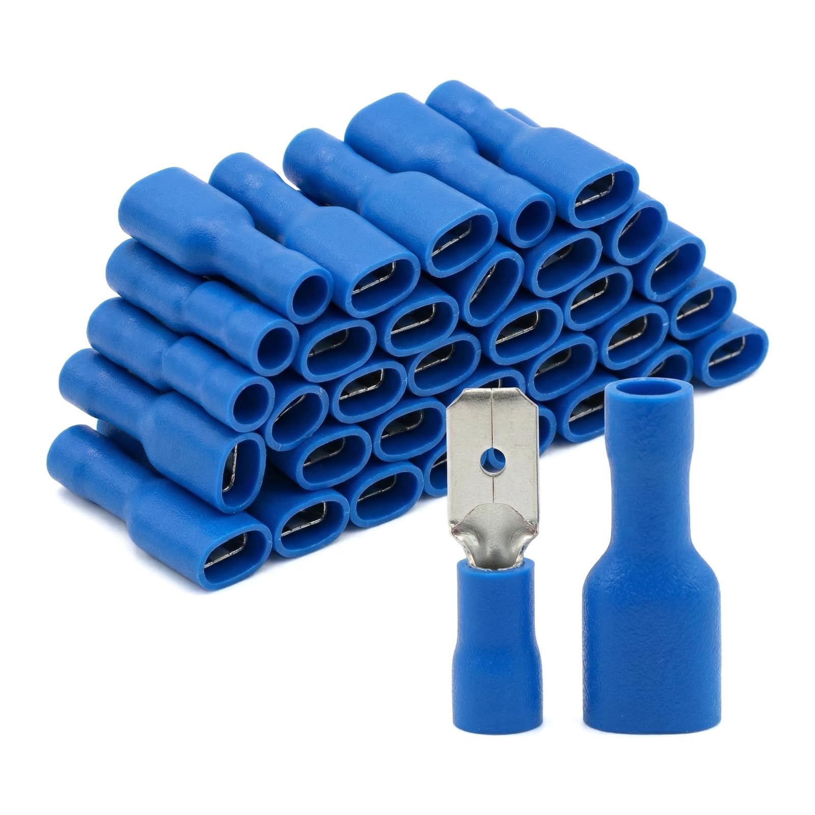 Grapelet 100x Blue Spade Connector Insulated Crimp Terminals for Electrical Wiring