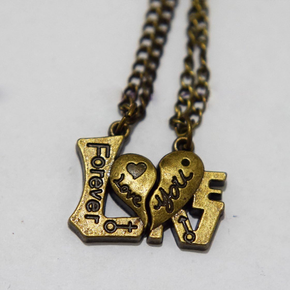 I Love You Forever Hearts Necklaces - His Hers Couples Necklace - Best Friend Necklace - Boyfriend Girlfriend