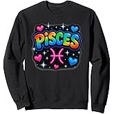 Pisces Zodiac Sign Rainbow Retro Horoscope Design Sweatshirt