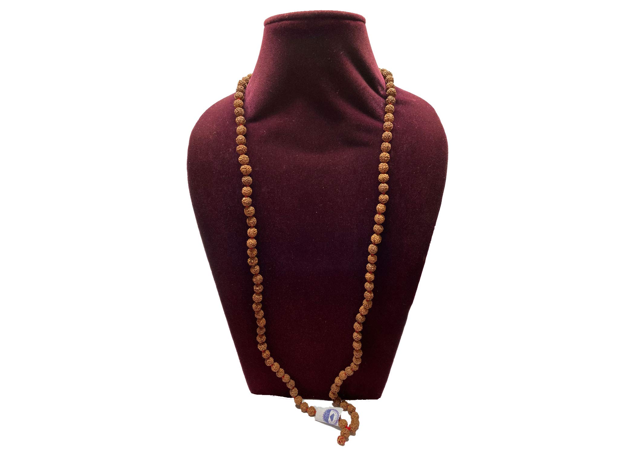 MAHANT JI100% Natural & Original 108 + 1 Beads 5 Mukhi Rudraksha Mala Lab Tested with Certificate (Weight 11.62 Gm to 19.08 Gm, Size 4 MM to 7 MM) With Gangajal And Chandan