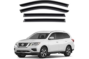GrandWheel Co Smoke Tinted Tape-On Side Window Vent Visor Deflectors Rain Guards Compatible with Nissan Pathfinder 2013-2021 - 4pcs. GW0134, BLACK, For Nissan Rogue 14-20, Acrylic