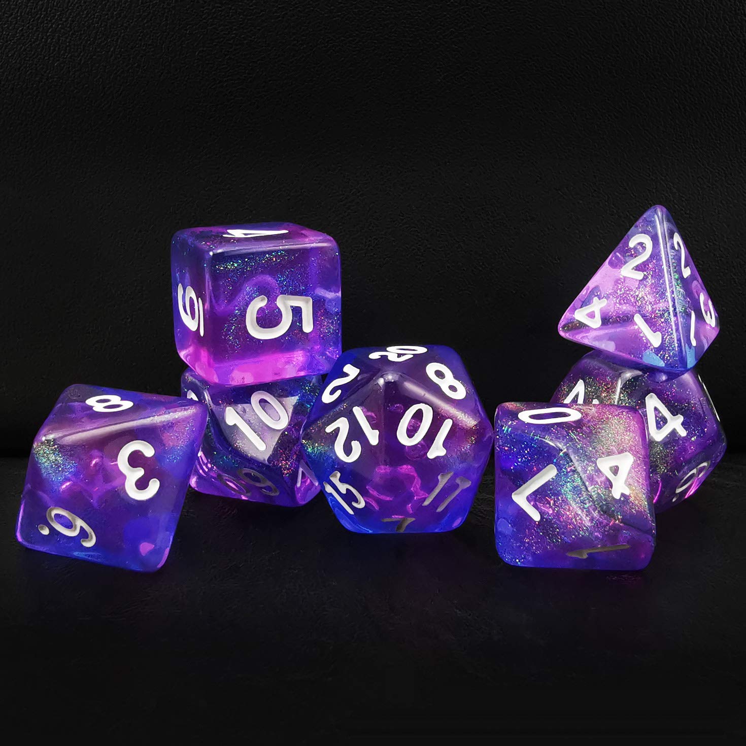 Bescon New Moonstone Dice Orchid, Polyhedral Dice Set of 7