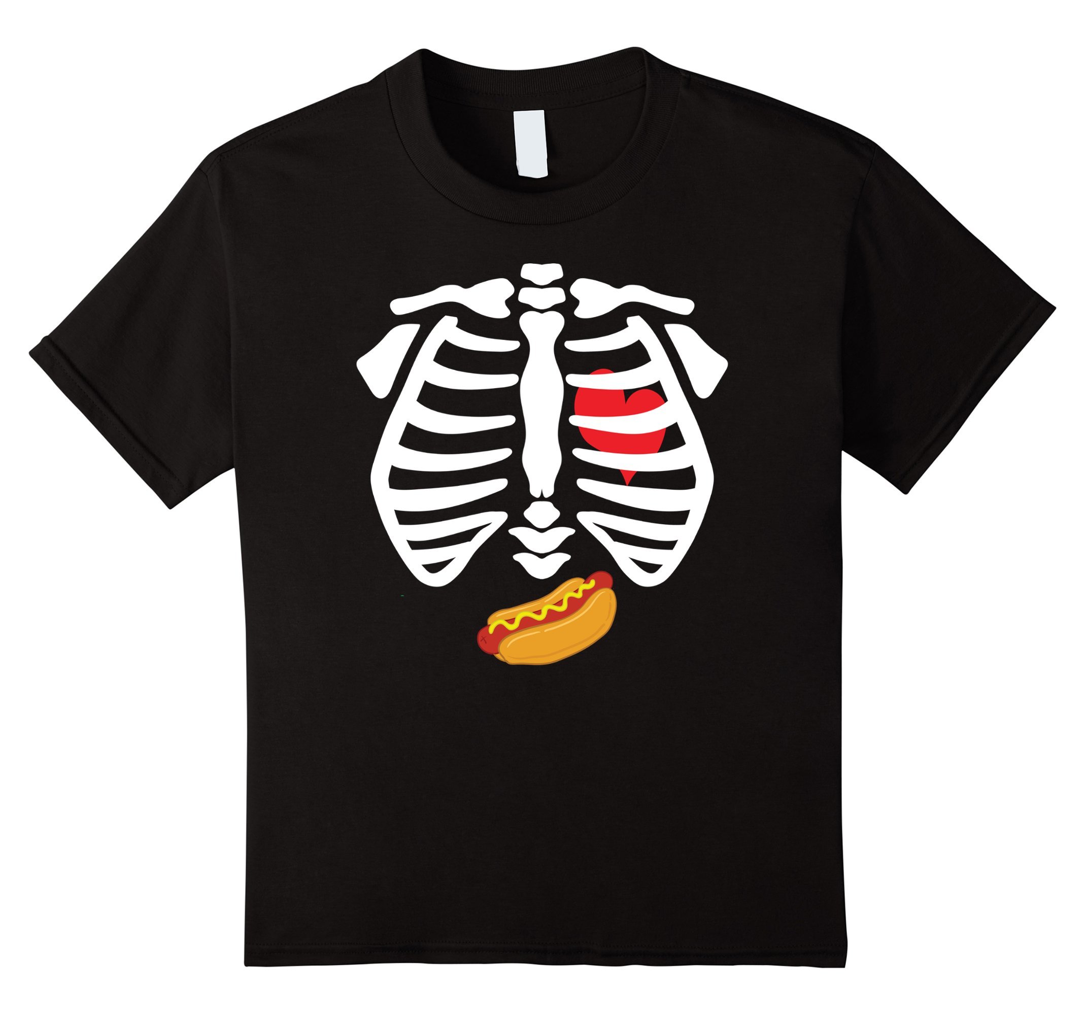 Kids Skeleton Rib Cage XRay Halloween Costume Shirt Hot Dog 4 Black