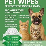 Pet Guru Dogs & Cats Biodegradable Cleaning Wipes 200 Unscented view 3