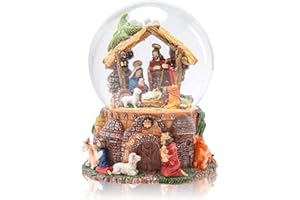 Taman Christmas Nativity Snow Globe, Musical Swirling Glitter Snowflakes Lighted Christmas Decorations Tabletop Home Décor