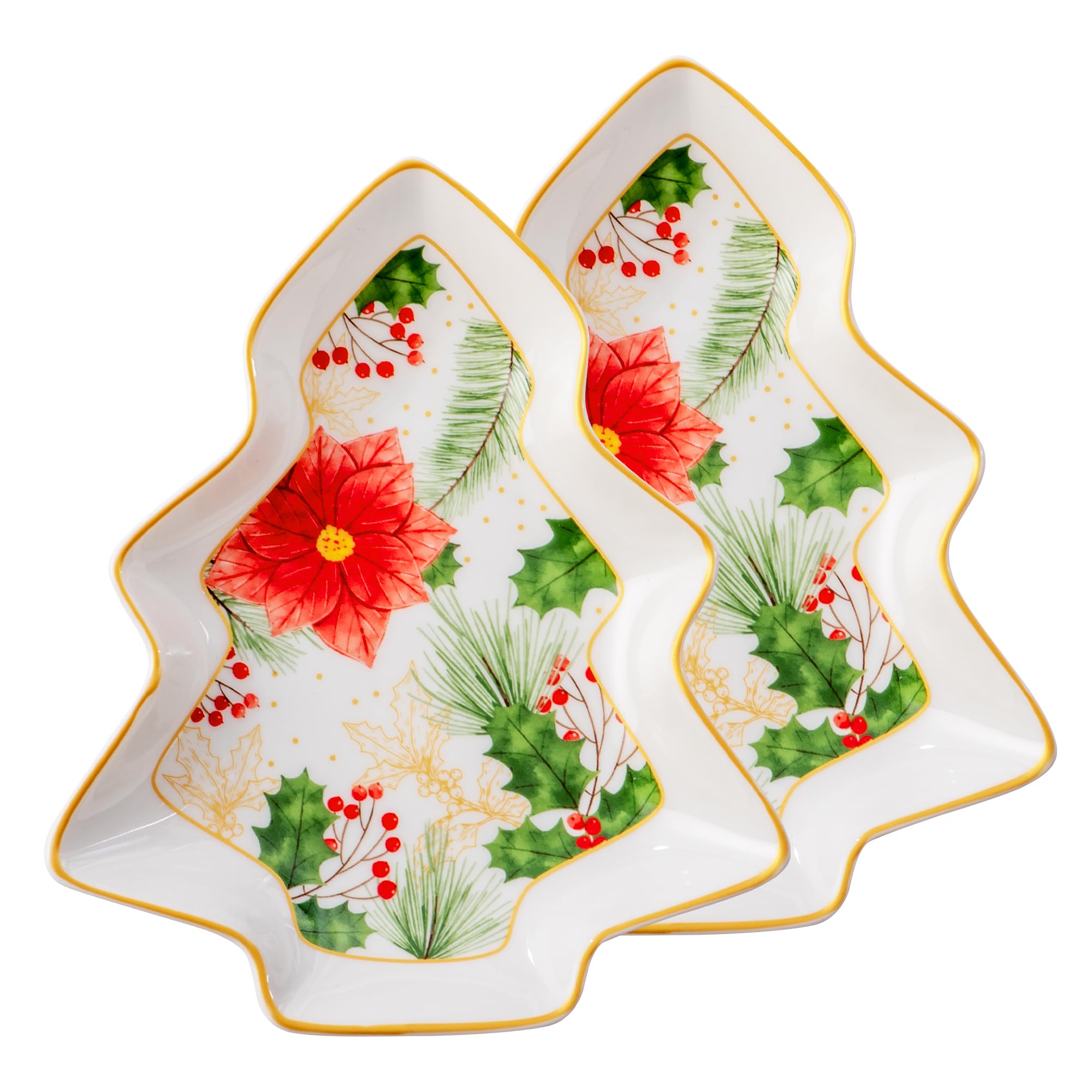 Photo 1 of fMSDD Cute Small 6 Inch Tree Plates, Set of 2, New Bone China with Decal, Microwave and Dishwasher Safe