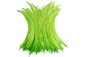 THARAHT 50PCS Rooster Coque Tail Feathers Bulk Natural 12-14Inch 30-35cm for Crafting Wedding Fly Tying Feather Party Performances DIY Decoration Rooster Tail Feather,Lime Green