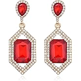 Met-edianger Vintage Rhinestone Statement Earrings Retro Geometric Earrings Crystal Drop Dangle Earrings for Women