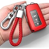 Autophone Compatible with Lexus Key Fob Cover with Keychain Soft TPU 360 Degree Protection Key Shell Case for RX ES GS LS NX RS GX LX RC LC Smart Key-Red