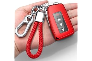 AUTOPHONE Compatible with Lexus Key Fob Cover with Keychain Soft TPU 360 Degree Protection Key Shell Case for RX ES GS LS NX RS GX LX RC LC Smart Key-Red