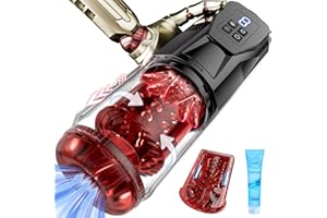 Automatic Male Masturbator Sex Toys for Men, Male Sex Toys with 7 Thrusting Rotating Vibrating Licking LCD One-click Climax, 